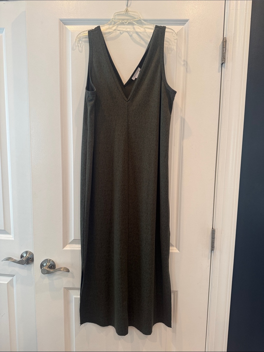 Ingrid & Isabel Sleeveless Maternity V-Neck Midi Dress in Olive Green